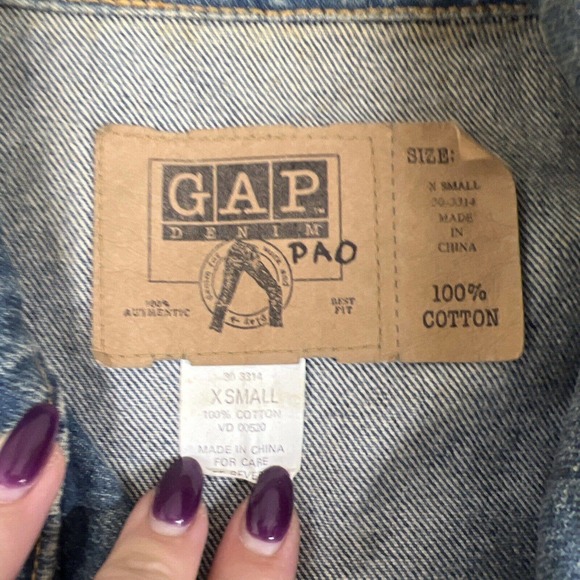 Vintage Gap Denim Jacket Mens X-Small Trucker Blue Medium Wash 90s Made in USA - Picture 6 of 11